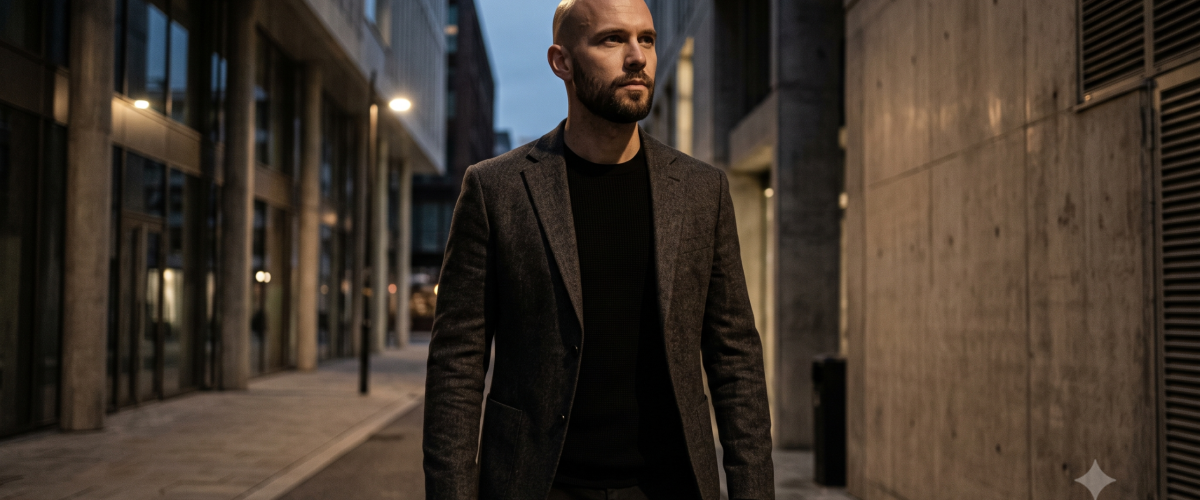 homem careca bem vestido