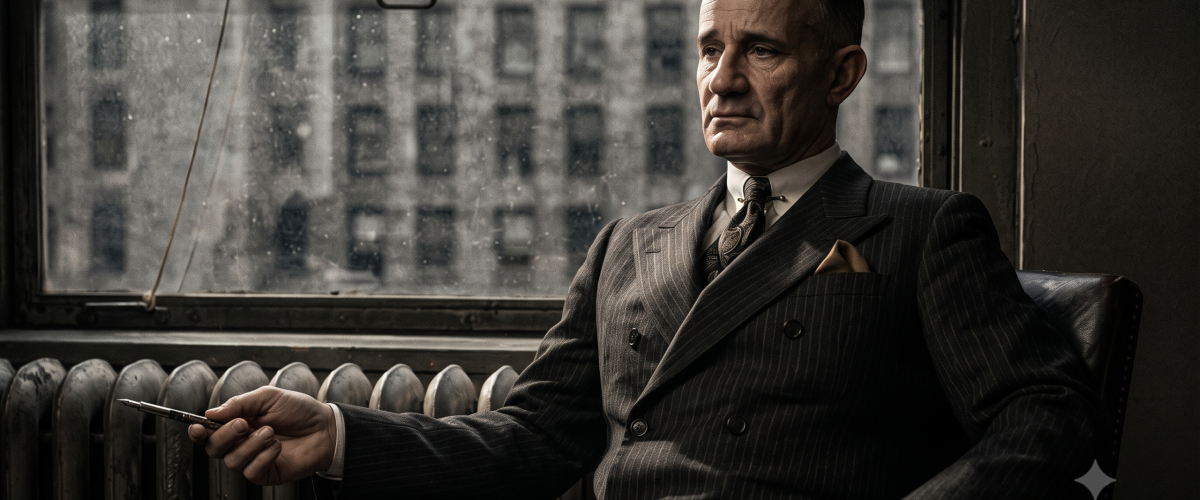 Napoleon hill sentando - A psicologia do vestuário